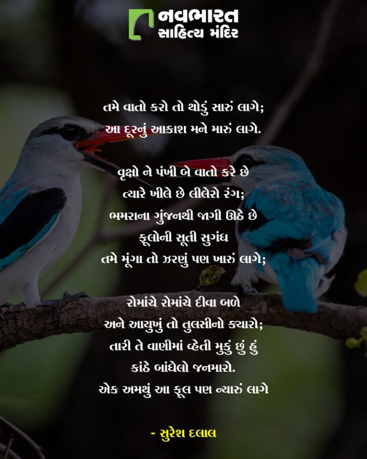 સુરેશ દલાલની એક સુંદર કવિતા ખાસ આપ સહુના માટે. #NavbharatSahityaMandir #ShopOnline #Books #Reading #LoveForReading #BooksLove #BookLovers